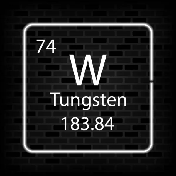 Tungsten Neon Sembolü Periyodik Tablonun Kimyasal Elementi Vektör Illüstrasyonu — Stok Vektör