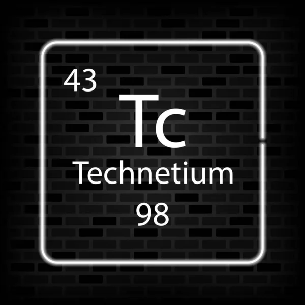 Neon Symbol Aus Technetium Chemische Elemente Des Periodensystems Vektorillustration — Stockvektor