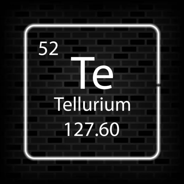 Tellurium Símbolo Neón Elemento Químico Tabla Periódica Ilustración Vectorial — Vector de stock