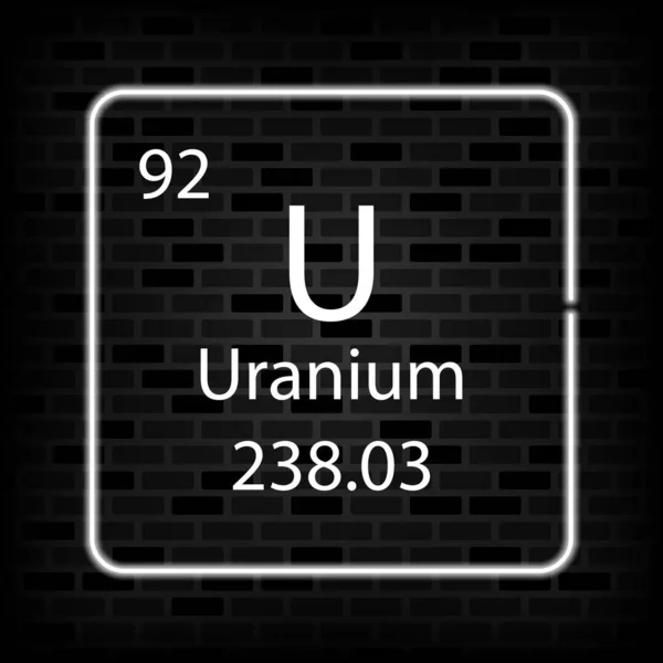 Symbole Néon Uranium Élément Chimique Tableau Périodique Illustration Vectorielle — Image vectorielle