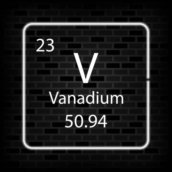 Vanadinneonsymbol Kemisk Del Det Periodiska Systemet Vektorillustration — Stock vektor