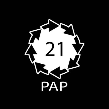 Kağıt geri dönüşüm sembolü PAP 21 diğer karışık kağıt. Vektör illüstrasyonu