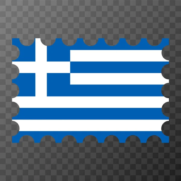 Почтовая Марка Греческим Флагом Векторная Иллюстрация — стоковый вектор