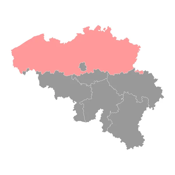 Mapa Flandes Bélgica Ilustración Vectorial — Vector de stock