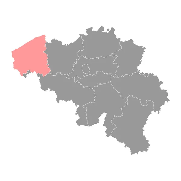 Mapa Província Flandres Ocidental Províncias Bélgica Ilustração Vetorial — Vetor de Stock