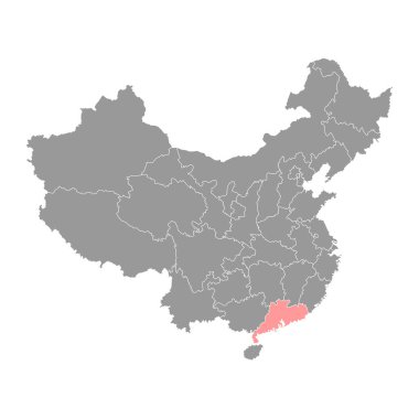 Guangdong eyalet haritası, Çin 'in idari bölümleri. Vektör illüstrasyonu.