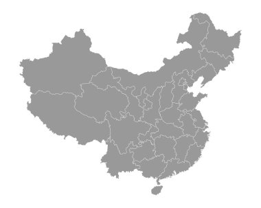 İdari bölümleri olan Çin haritası. Vektör illüstrasyonu.
