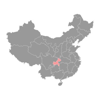 Chongqing belediye haritası, Çin 'in idari bölümleri. Vektör illüstrasyonu.