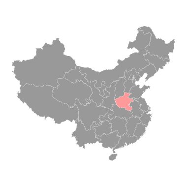 Henan eyalet haritası, Çin idari bölümleri. Vektör illüstrasyonu.