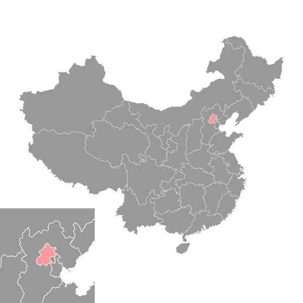 Beijing Peking Map Administrative Divisions China Vector Illustration — Stock Vector