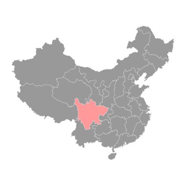 Sichuan Eyaleti haritası, Çin 'in idari bölümleri. Vektör illüstrasyonu.