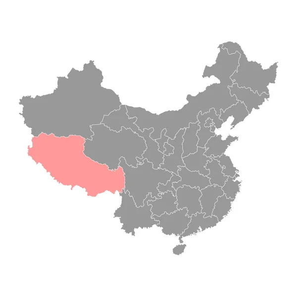 Tibet Xizang Autonomous Region Map Administrative Divisions China Vector Illustration — Stock Vector