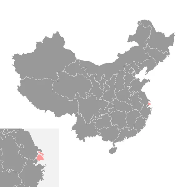 Карта Муниципалитета Шанхая Административное Деление Китая Векторная Иллюстрация — стоковый вектор