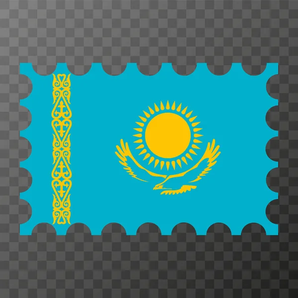 Почтовая Марка Казахстанским Флагом Векторная Иллюстрация — стоковый вектор