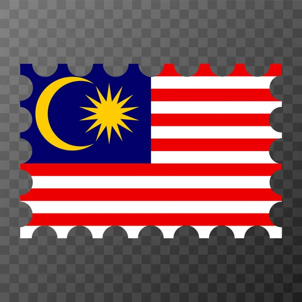 Γραμματόσημο Σημαία Μαλαισίας Εικονογράφηση Διανύσματος — Διανυσματικό Αρχείο