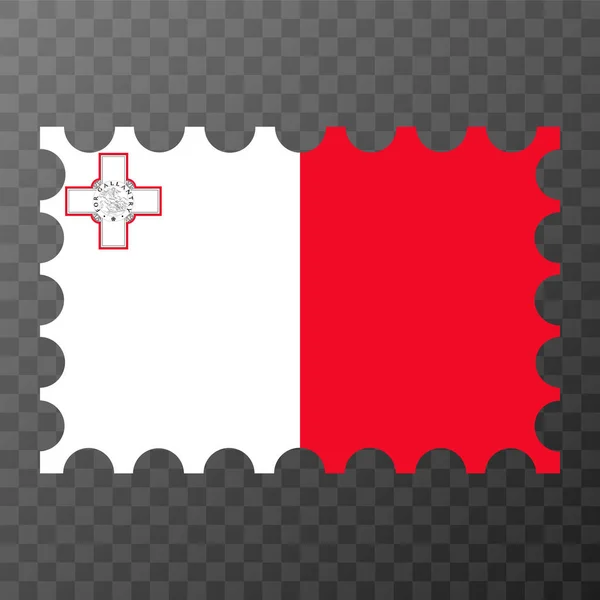 Üzerinde Malta Bayrağı Olan Posta Pulu Vektör Illüstrasyonu — Stok Vektör