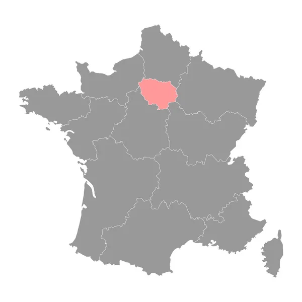 Kaart Van Ile France Regio Frankrijk Vectorillustratie — Stockvector