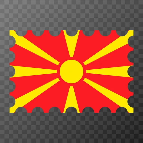 Timbre Poste Avec Drapeau Macédoine Nord Illustration Vectorielle — Image vectorielle