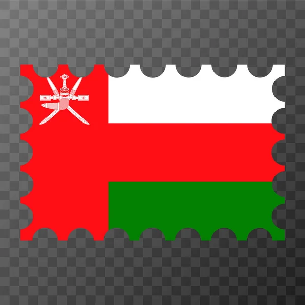 Timbre Poste Avec Drapeau Omanais Illustration Vectorielle — Image vectorielle