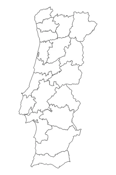 Карта Португалии Районами Векторная Миграция — стоковый вектор