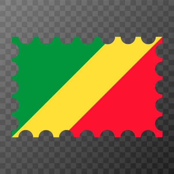 Znaczek Pocztowy Flagą Republiki Konga Ilustracja Wektora — Wektor stockowy