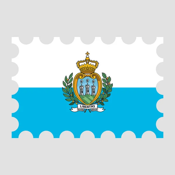 Briefmarke Mit San Marino Flagge Vektorillustration — Stockvektor