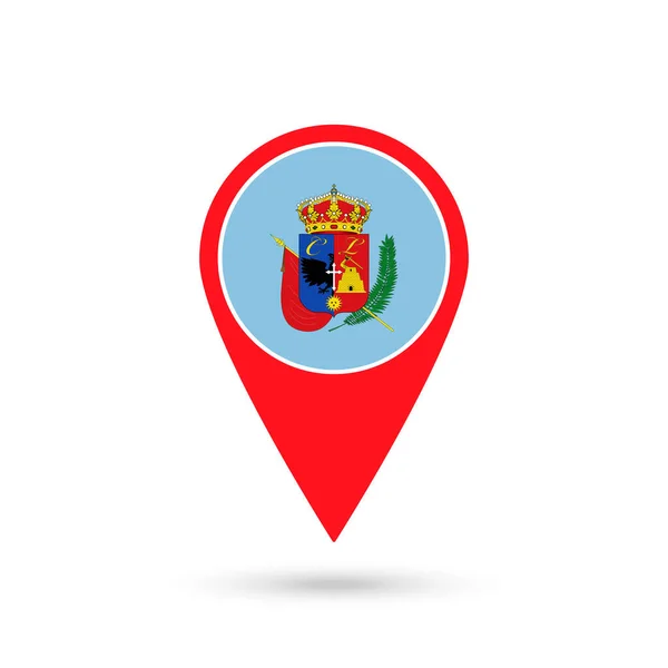 Mapa Ponteiro Com Departamento Bandeira Cajamarca Peru Ilustração Vetorial —  Vetores de Stock