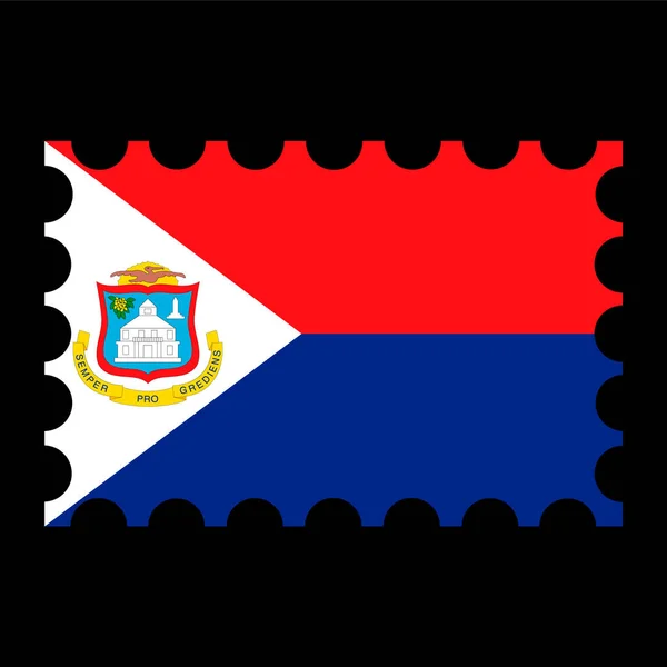 印有圣马丁岛国旗的邮资邮票 矢量说明 — 图库矢量图片