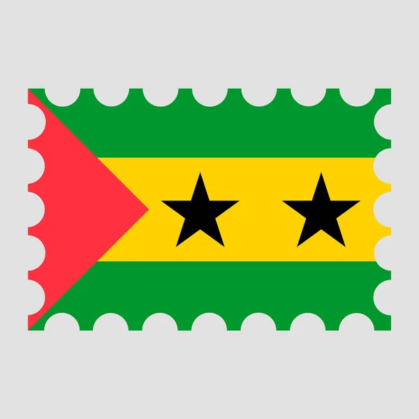 Poststämpel Med São Tomé Och Príncipes Flagga Vektorillustration — Stock vektor