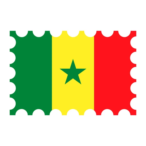 Poštovní Známka Senegalskou Vlajkou Vektorová Ilustrace — Stockový vektor