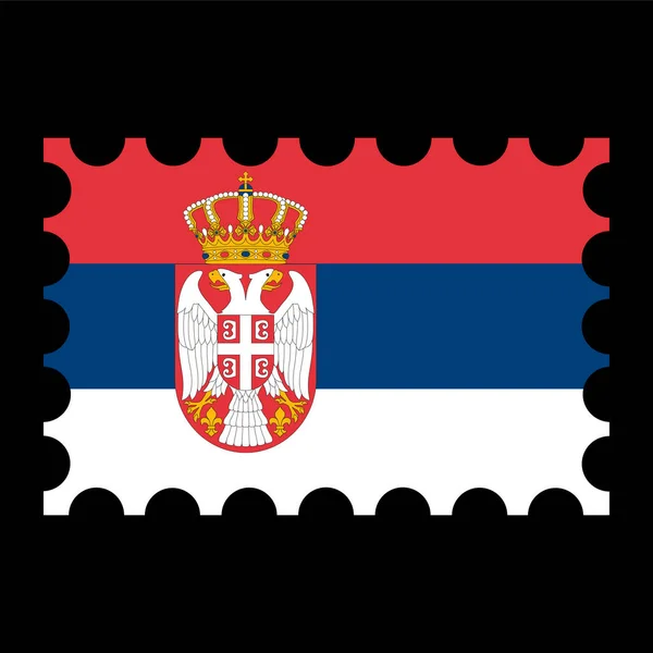 Γραμματόσημο Σημαία Της Σερβίας Εικονογράφηση Διανύσματος — Διανυσματικό Αρχείο
