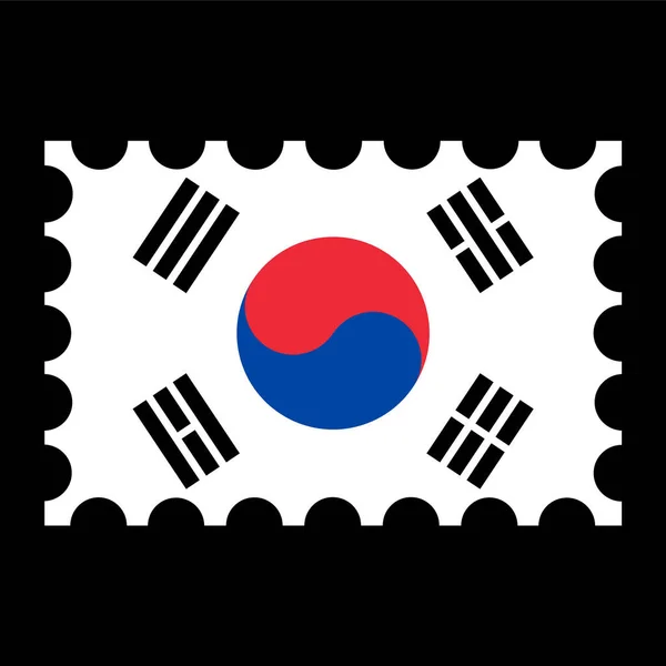 Briefmarke Mit Südkoreanischer Flagge Vektorillustration — Stockvektor
