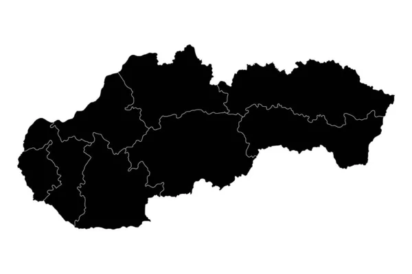 Карта Словаччини Регіонами Приклад Вектора — стоковий вектор