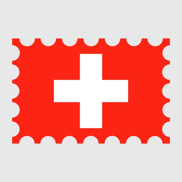 Postzegel Met Zwitserse Vlag Vectorillustratie — Stockvector