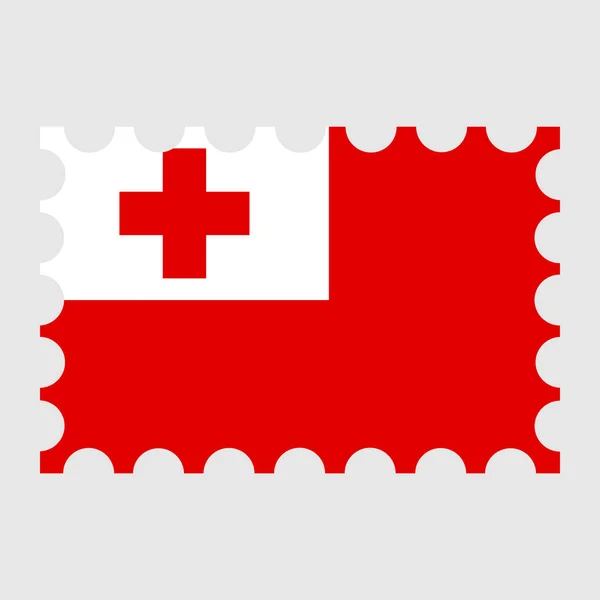 Znaczek Pocztowy Flagą Tonga Ilustracja Wektora — Wektor stockowy