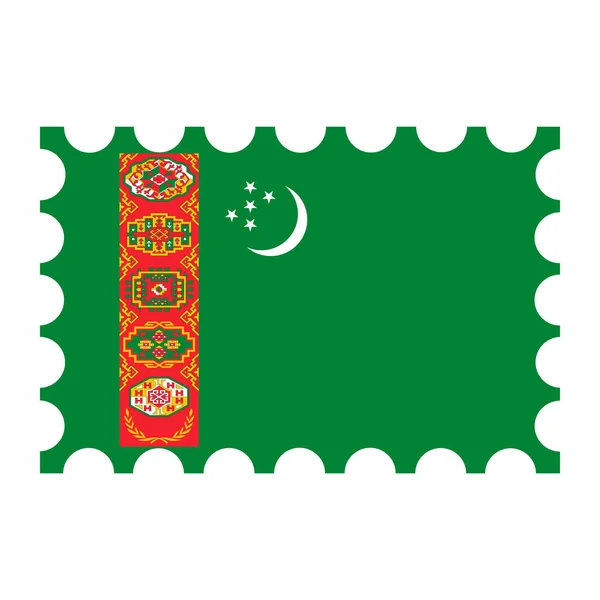 Briefmarke Mit Turkmenischer Flagge Vektorillustration — Stockvektor