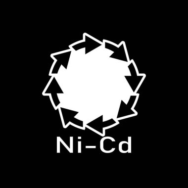Pil geri dönüşümü ni-cd, vektör illüstrasyonu, işaret.