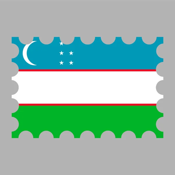Poštovní Známka Uzbeckou Vlajkou Vektorová Ilustrace — Stockový vektor