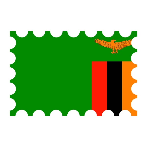 Poštovní Známka Vlajkou Zambie Vektorová Ilustrace — Stockový vektor