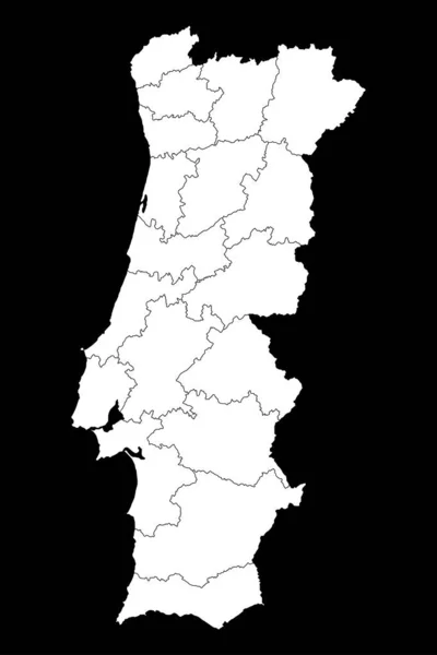 Portugal Mapa Com Distritos Ilustração Vetorial —  Vetores de Stock
