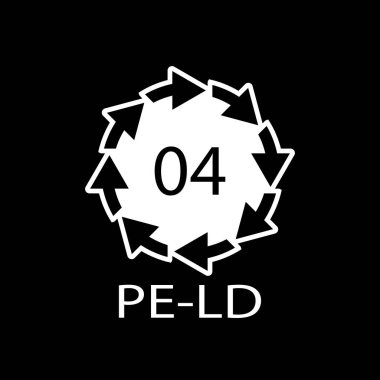 PE-LD 04 geri dönüşüm kodu sembolü. Plastik geri dönüşüm vektörü düşük yoğunluklu polietilen işareti.