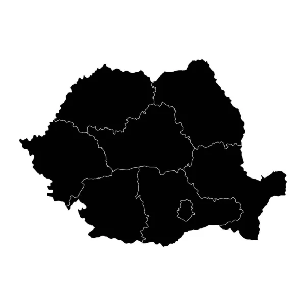 ルーマニア地図と地域 ベクターイラスト — ストックベクタ