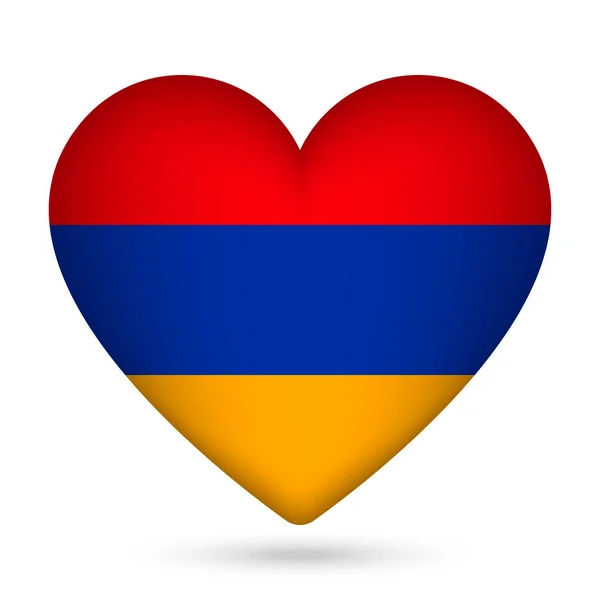 Флаг Армении Форме Сердца Векторная Иллюстрация — стоковый вектор