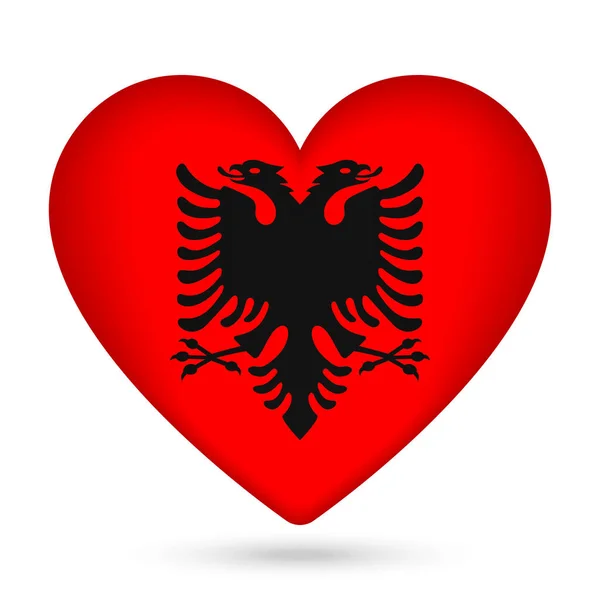 Albánia Zászlója Szív Alakú Vektorillusztráció — Stock Vector