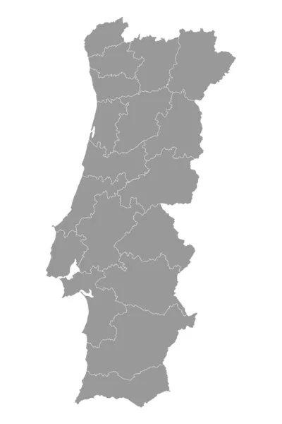 Portugal Mapa Con Distritos Ilustración Vectorial — Vector de stock