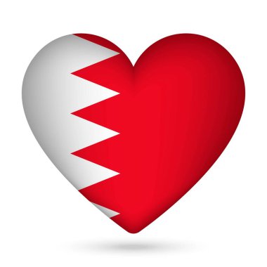 Kalp şeklinde bahreyn bayrağı. Vektör illüstrasyonu.
