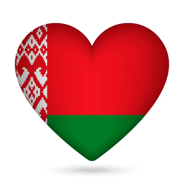 Flaga Białoruś Kształcie Serca Ilustracja Wektora — Wektor stockowy