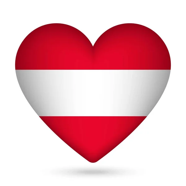 Avusturya Bayrağı Kalp Şeklinde Vektör Illüstrasyonu — Stok Vektör
