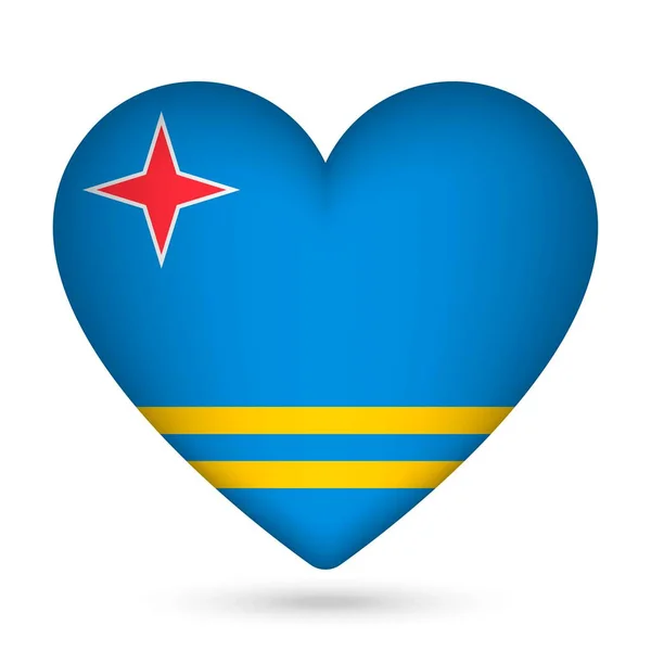 Aruba Flag Heart Shape Vector Illustration — Stock Vector