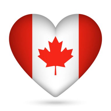 Kanada bayrağı kalp şeklinde. Vektör illüstrasyonu.